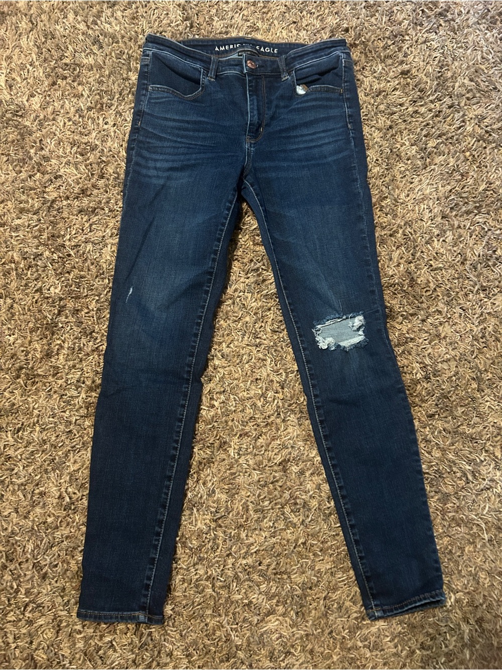 American Eagle Outfitters Dark Blue Skinny Jeans hi rise jeggings 12 long